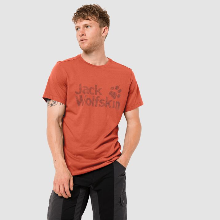 Jack Wolfskin Mens Brand Logo T-shirt Orange 492631DFG